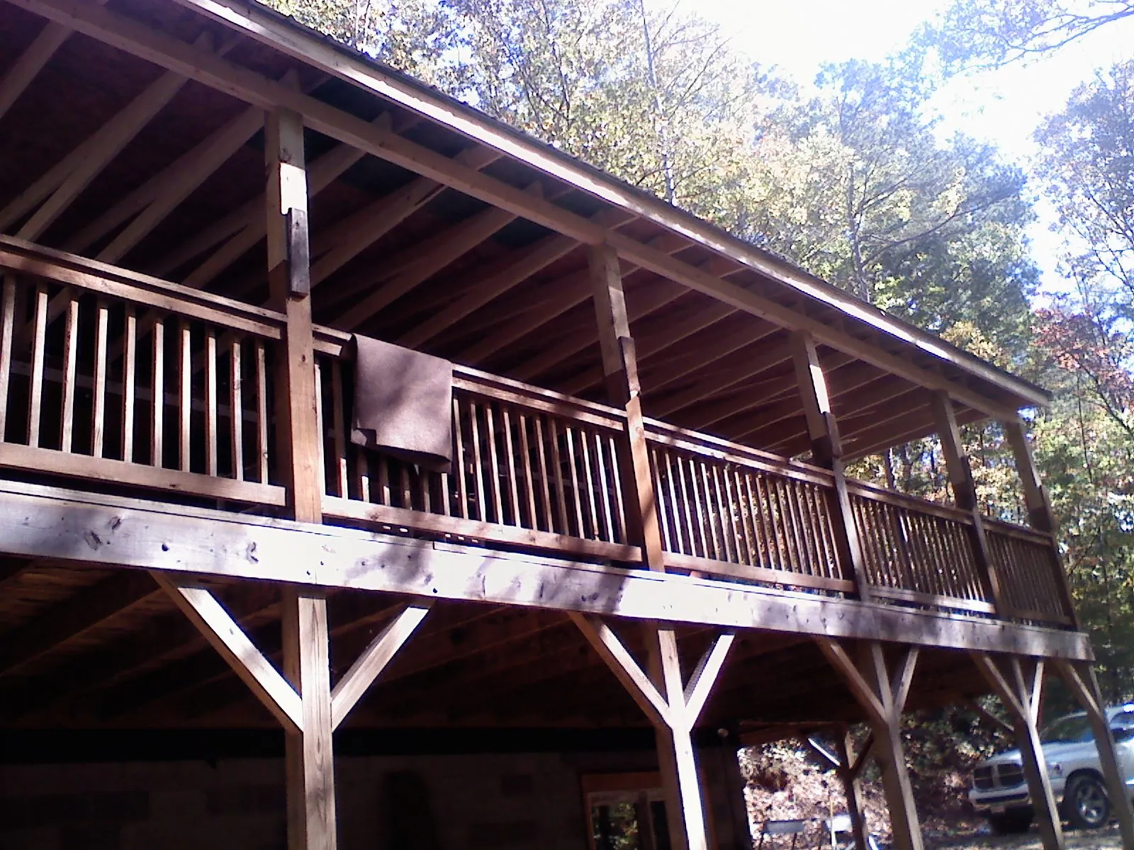 Timber framing under a new elevated porch and deck — Roof Leak Repair in Olin by Roofing Brothers